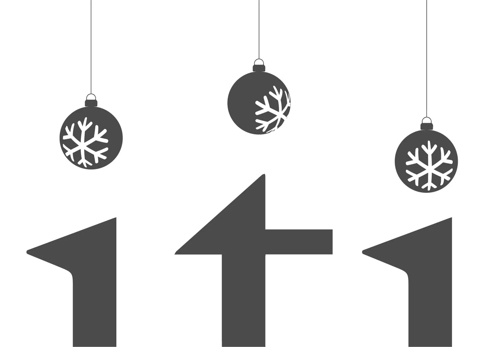 Weihnachtskarte mit dem cognitio-Logo und hängenden Christbaumkugeln